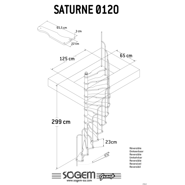 Mini Schody spiralne SATURNE 120x60 / Sosna